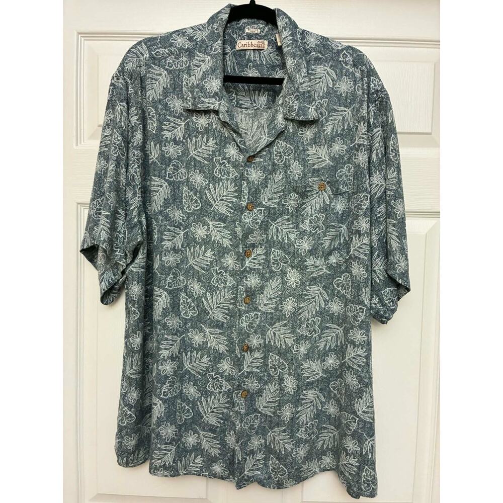 Caribbean Men's 2XT Tropical Button Shirt Floral Big‎ Tall Resort